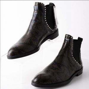 Zara Snakeskin Ankle Boots with Studs NWT